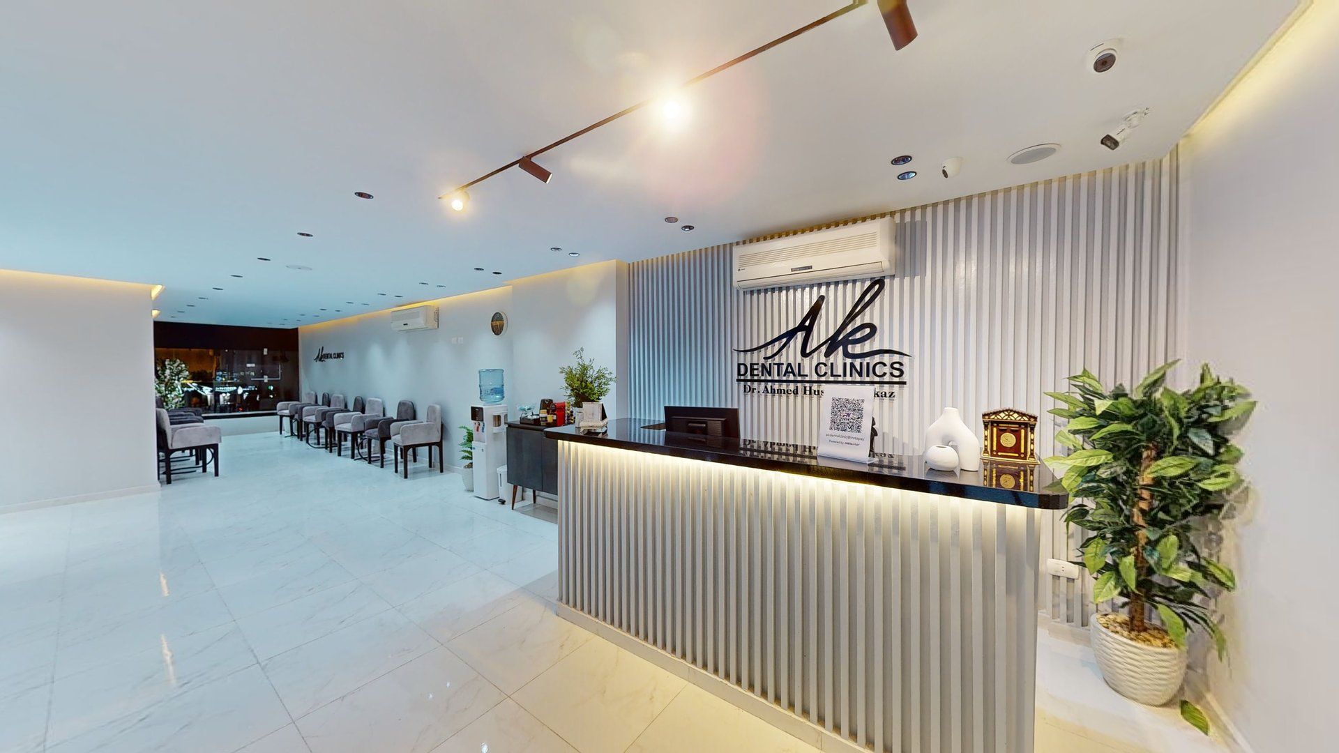 The reception and waiting area inside AK Dental Clinics